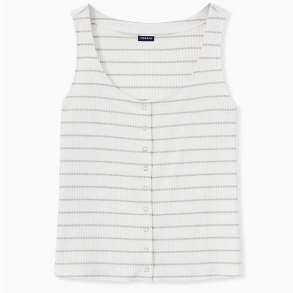Torrid White and Gray Striped Tank Top - Picture 2 of 8
